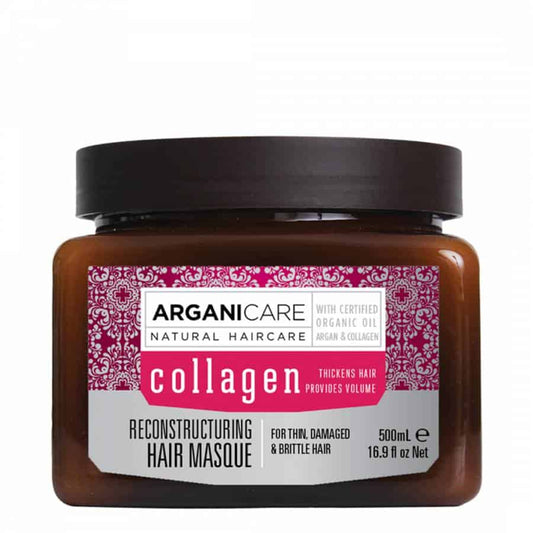 Arganicare Reconstructuring hair masque -Atstatanti plaukų kaukė su kolagenu ploniems ir pažeistiems plaukams