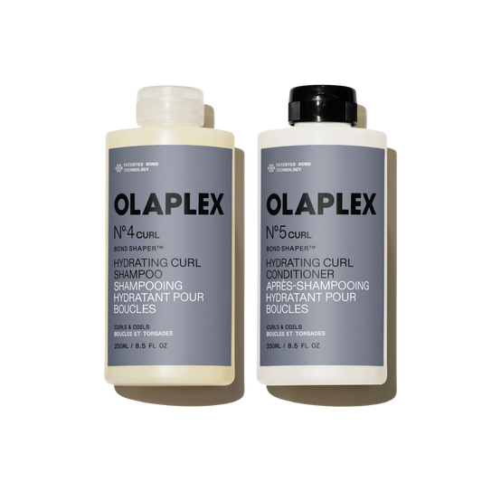 OLAPLEX Nº.4CURL + Nº.5CURL Bond Shaper™ – drėkinamasis šampūno ir kondicionieriaus rinkinys garbanotiems plaukams, 2 × 250 ml