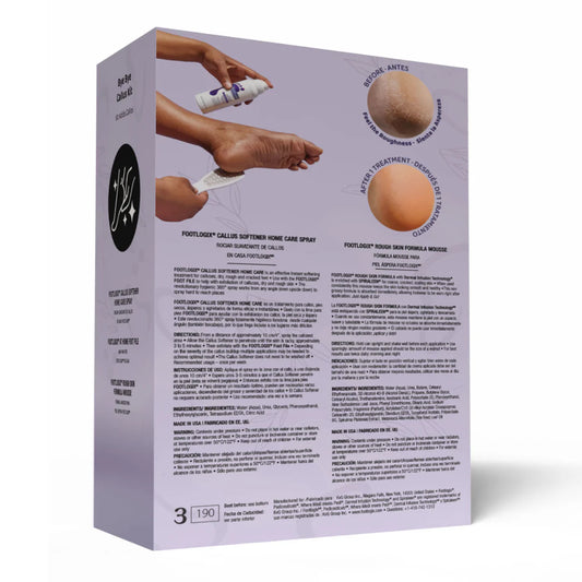 Footlogix Bye Bye Callus rinkinys – profesionali priemonė suskilinėjusiems kulnams ir šiurkščiai odai