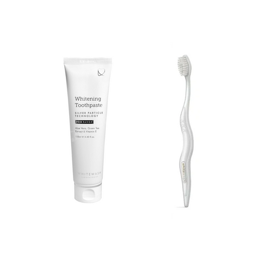 WhiteWash balinanti dantų pasta 125 ml + NANO antibakterinis dantų šepetėlis – rinkinys