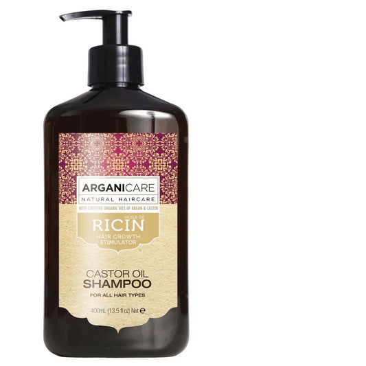 Arganicare plaukų šampūnas su ricinos aliejumi 400ml.