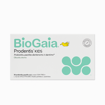 BioGaia Prodentis Kids probiotinės pastilės vaikams – obuolių skonio, 30 vnt.