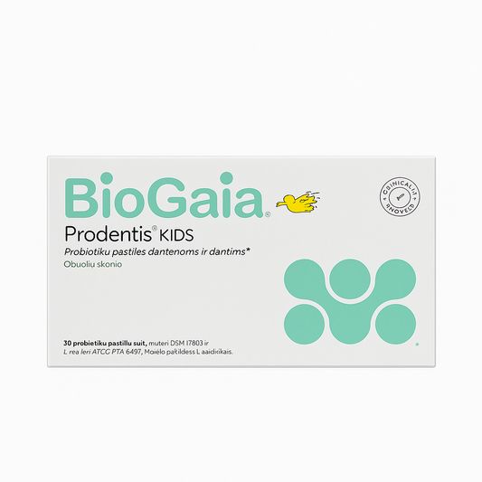 BioGaia Prodentis Kids probiotinės pastilės vaikams – obuolių skonio, 30 vnt.