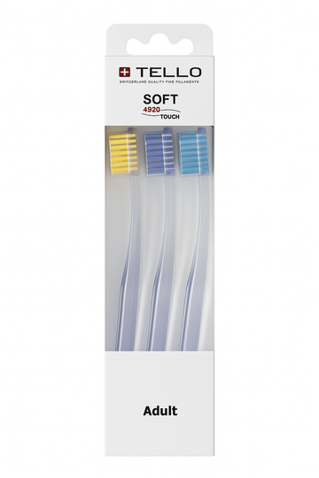 Minkštas dantų šepetėlių 3 vnt. TELLO SOFT 4920  rinkinys
