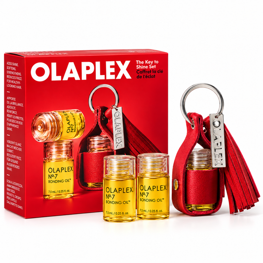 OLAPLEX The Key to Shine – plaukų aliejukų rinkinys su raktų pakabuku