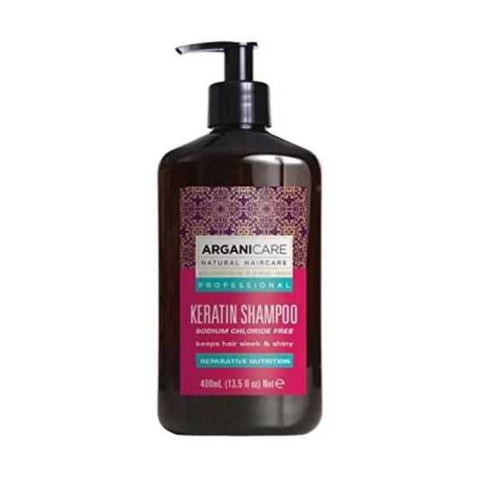 Arganicare Keratin shampoo – Profesionalios priežiūros šampūnas su keratinu.