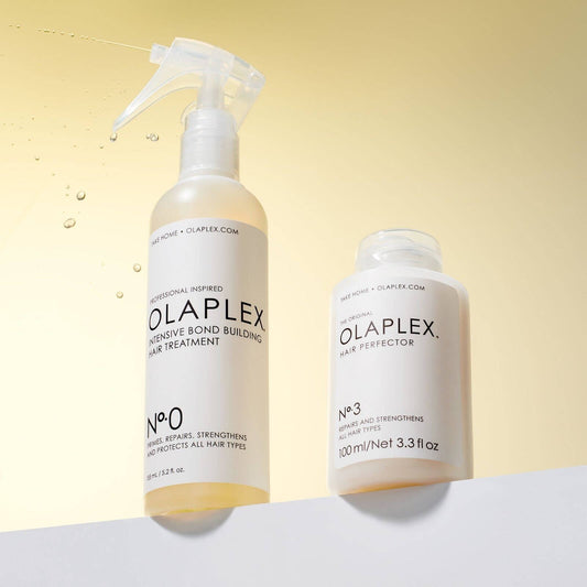 Intensyvaus poveikio plaukų atkuriamasis Olaplex No 0 ir No 3 namų rinkinys