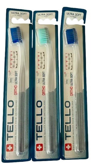 Tello – Ultra soft ORTHO – minkštas, ortodontinis dantų šepetėlis