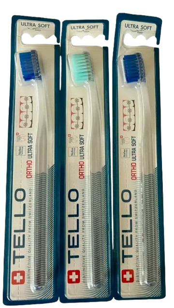 Tello – Ultra soft ORTHO – minkštas, ortodontinis dantų šepetėlis