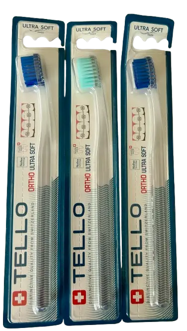 Tello – Ultra soft ORTHO – minkštas, ortodontinis dantų šepetėlis