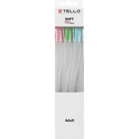 Minkštas dantų šepetėlių 3 vnt. TELLO SOFT 4920  rinkinys