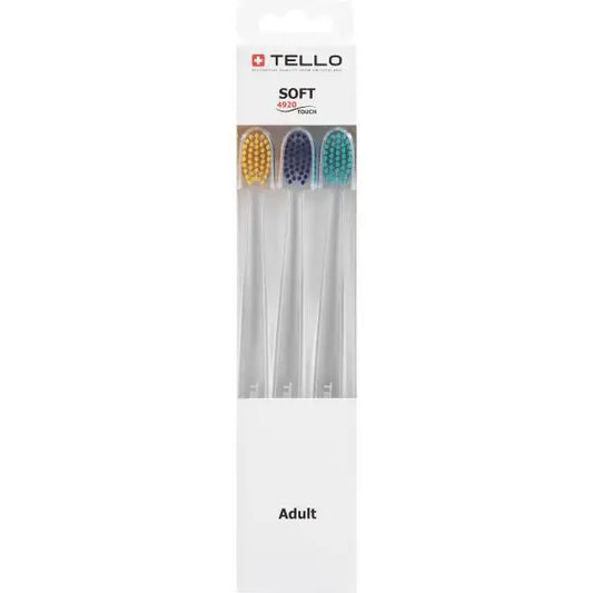Minkštas dantų šepetėlių 3 vnt. TELLO SOFT 4920  rinkinys
